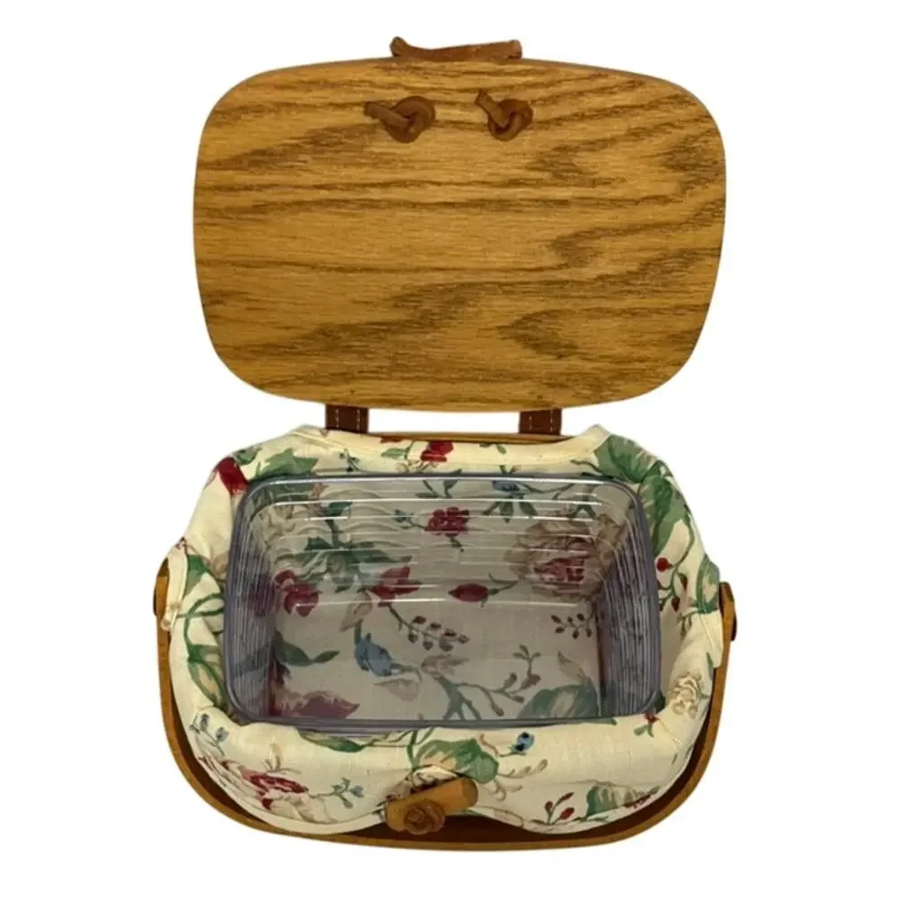 Longaberger Small Purse Basket Lid Liner Leather Hinges Toggle 2005